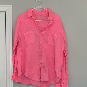 Lilly Pulitzer Pink Button-Down Linen Shirt